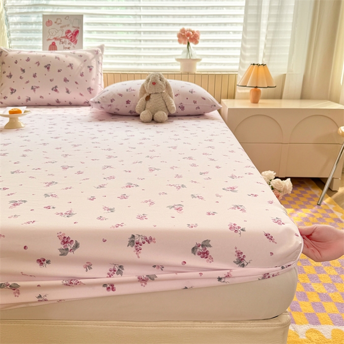 91家纺网 家纺一手货源 找家纺 多品家纺 2025春夏新款超柔云感水洗棉单床笠 床笠单件-大床图 紫葡萄