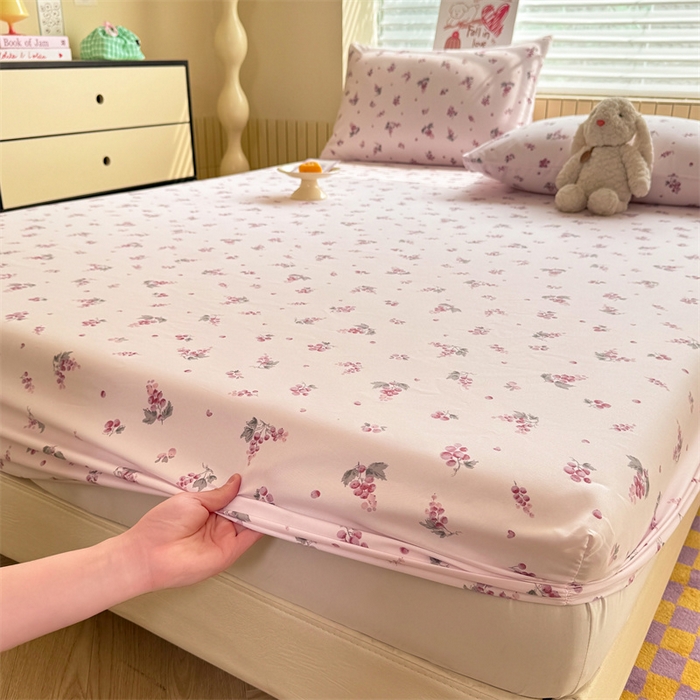 91家纺网 家纺一手货源 找家纺 多品家纺 2025春夏新款超柔云感水洗棉单床笠 床笠单件-大床图 紫葡萄