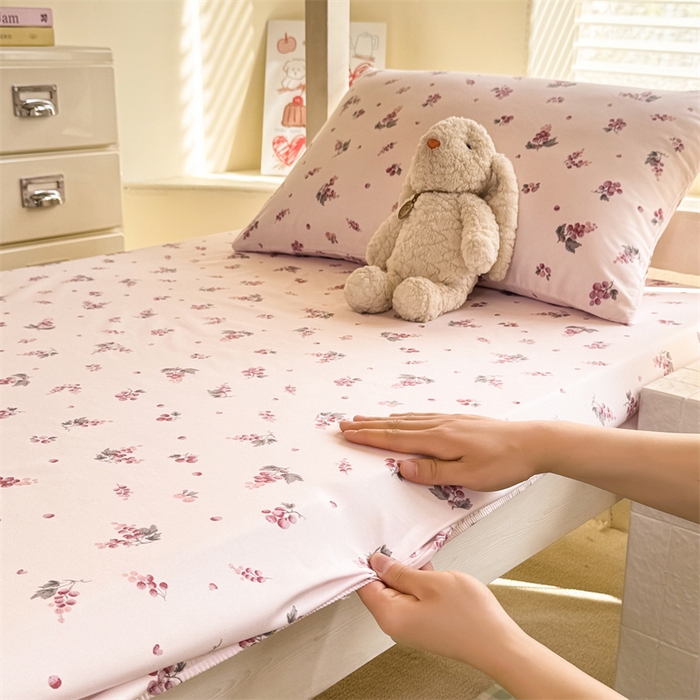 91家纺网 家纺一手货源 找家纺 多品家纺 2025春夏新款超柔云感水洗棉单床笠 床笠单件-学生宿舍床 紫葡萄