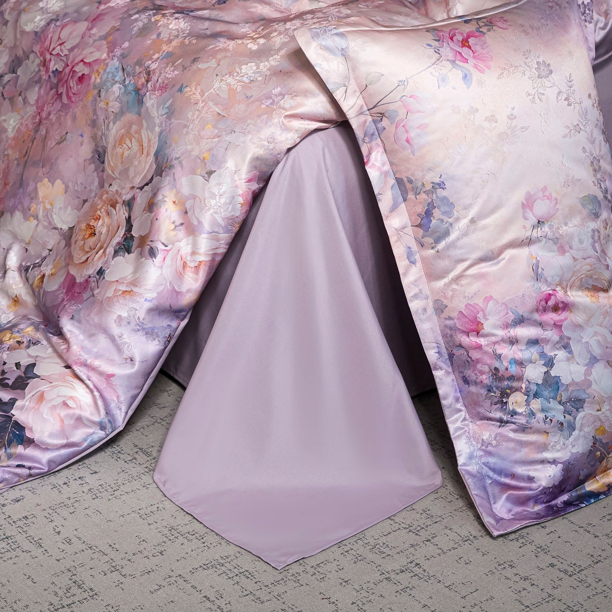 91家纺网 家纺一手货源 找家纺 莱欧纳家纺 2025新款轻奢提花印花四件套 花伊梦-紫