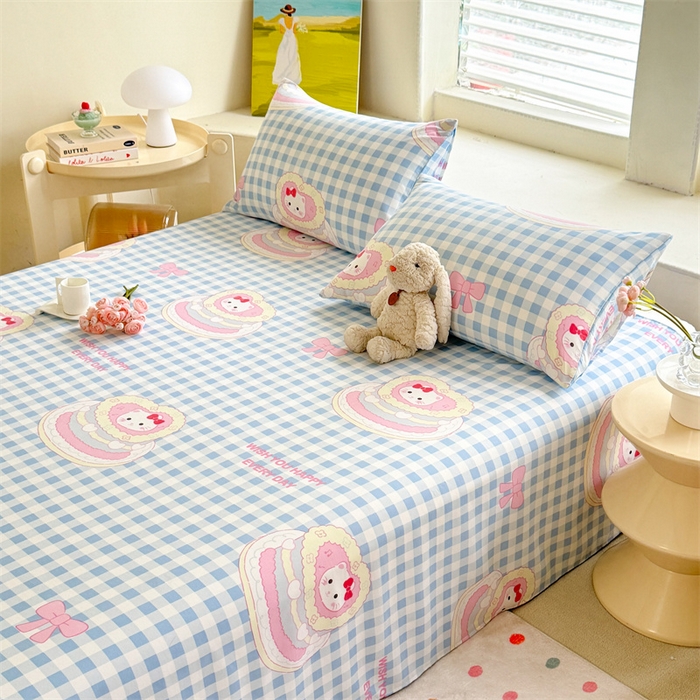 91家纺网 家纺一手货源 找家纺 多品家纺 2025春夏新款超柔水洗棉单床单 床单单件 派对猫