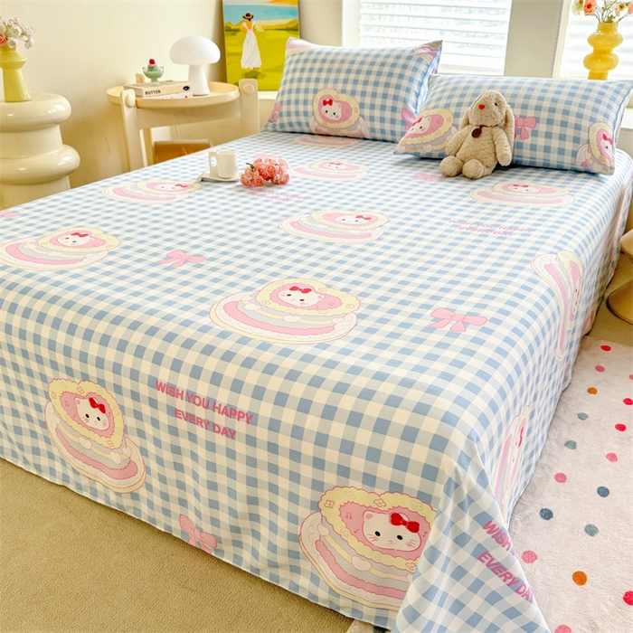 91家纺网 家纺一手货源 找家纺 多品家纺 2025春夏新款超柔水洗棉单床单 床单单件 派对猫