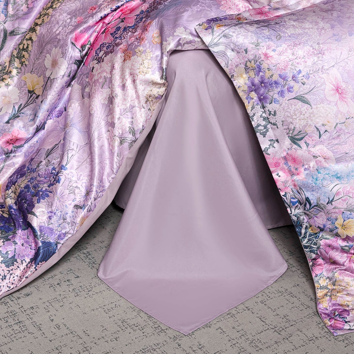 91家纺网 家纺一手货源 找家纺 莱欧纳家纺 2025新款轻奢提花印花四件套 浪漫薰衣草-紫