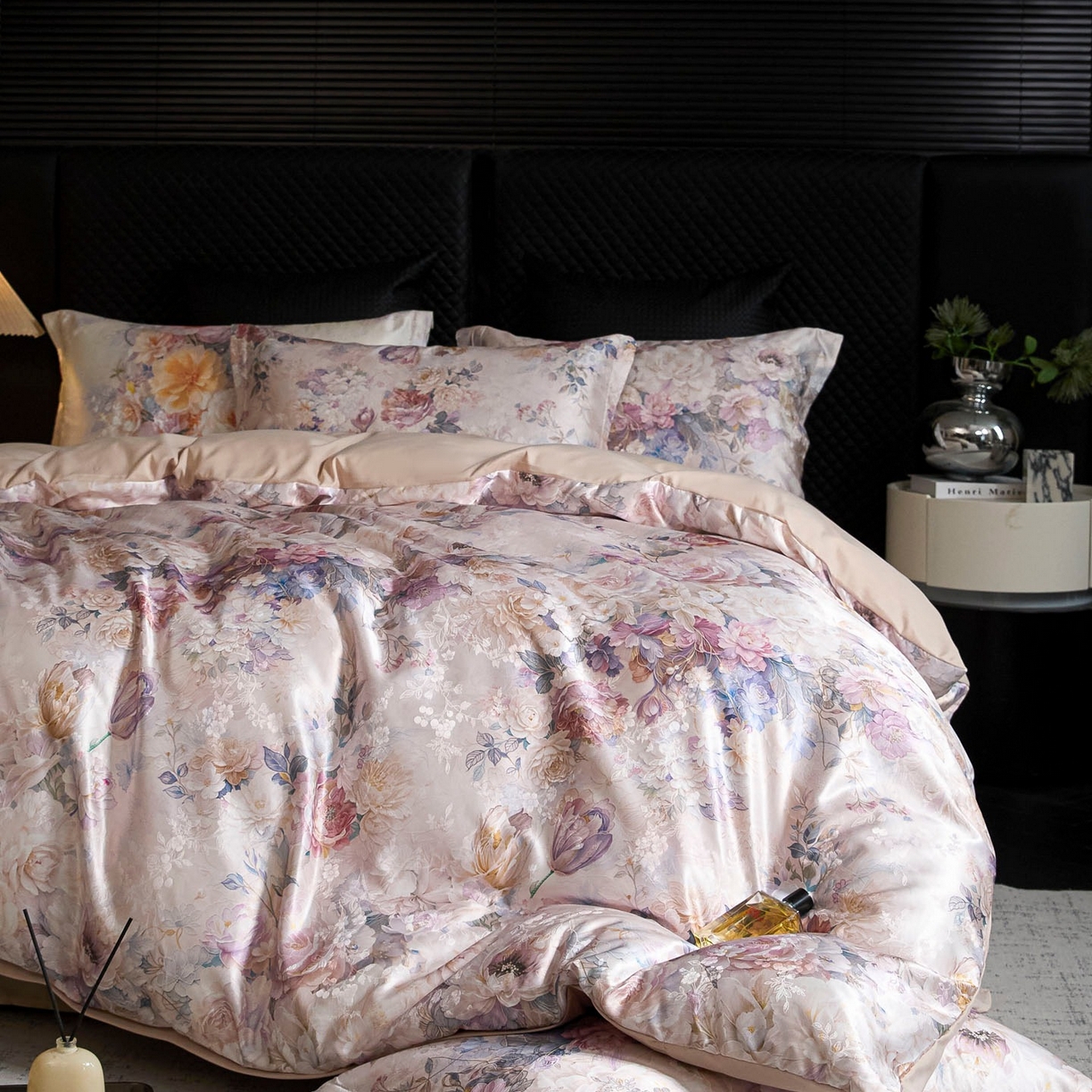 91家纺网 家纺一手货源 找家纺 莱欧纳家纺 2025新款轻奢提花印花四件套 梦澜-粉