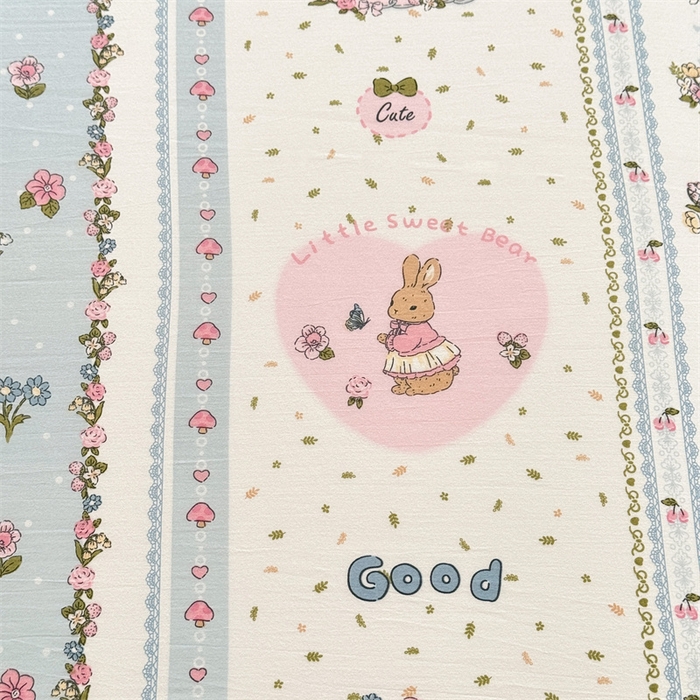 91家纺网 家纺一手货源 找家纺 多品家纺 2025春夏新款超柔水洗棉单床单 床单单件 兔兔庄园