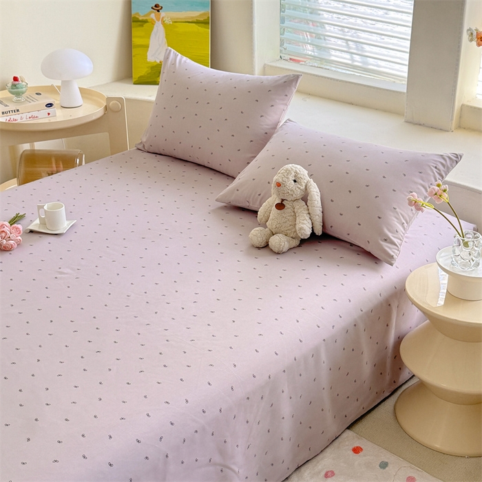 91家纺网 家纺一手货源 找家纺 多品家纺 2025春夏新款超柔水洗棉单床单 床单单件 香芋蝴蝶结