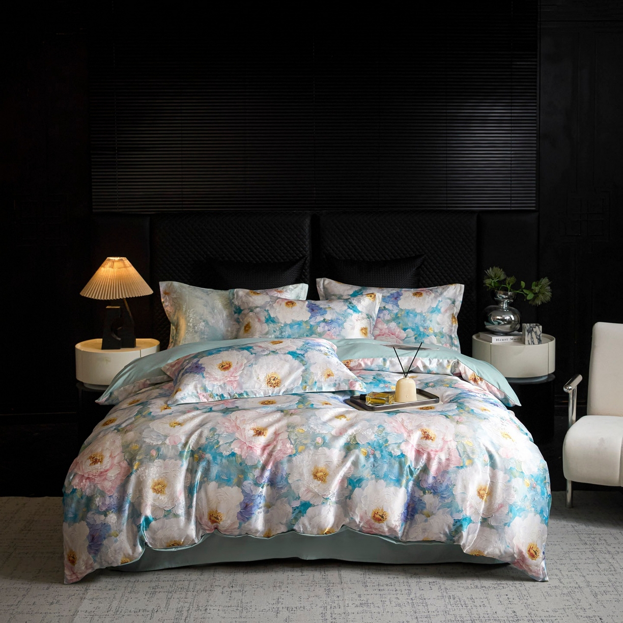 莱欧纳家纺 2025新款轻奢提花印花四件套 念秋-绿