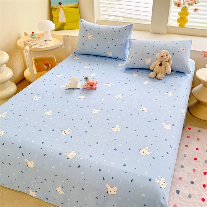 91家纺网 家纺一手货源 找家纺 多品家纺 2025春夏新款超柔水洗棉单床单 床单单件 星空小兔