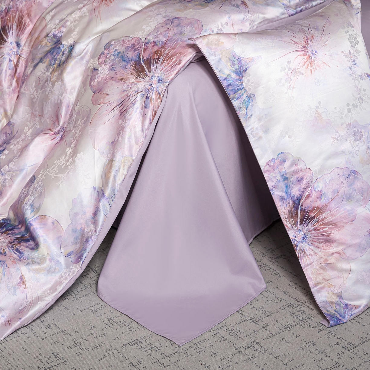 91家纺网 家纺一手货源 找家纺 莱欧纳家纺 2025新款轻奢提花印花四件套 印象-紫