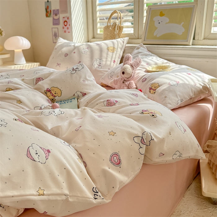 91家纺网 家纺一手货源 找家纺 多品家纺 2025春夏新款超柔云感水洗棉单被套 被套单件 蛋糕狗