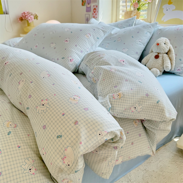 91家纺网 家纺一手货源 找家纺 多品家纺 2025春夏新款超柔云感水洗棉单被套 被套单件 可可狗