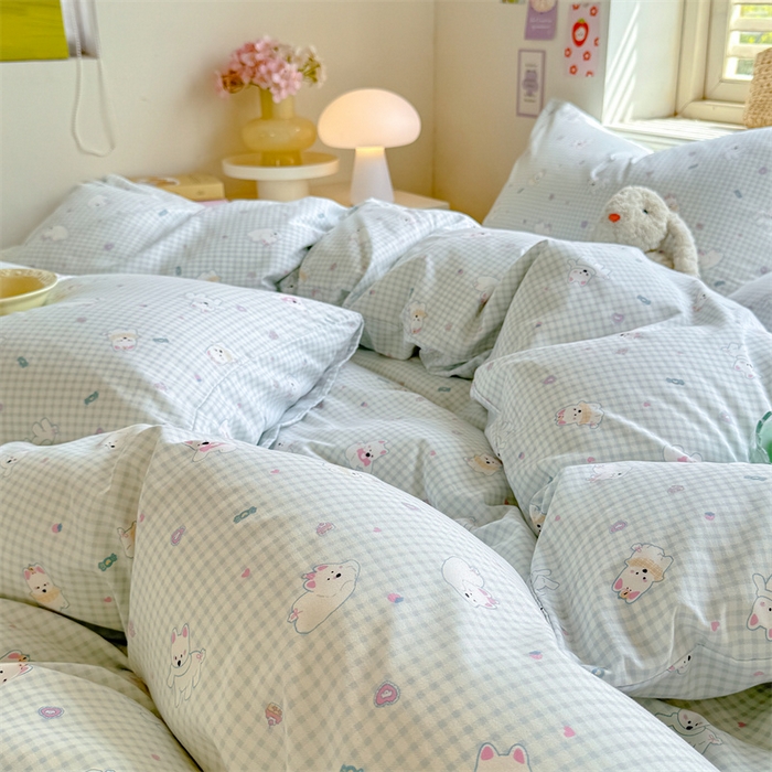 91家纺网 家纺一手货源 找家纺 多品家纺 2025春夏新款超柔云感水洗棉单被套 被套单件 可可狗