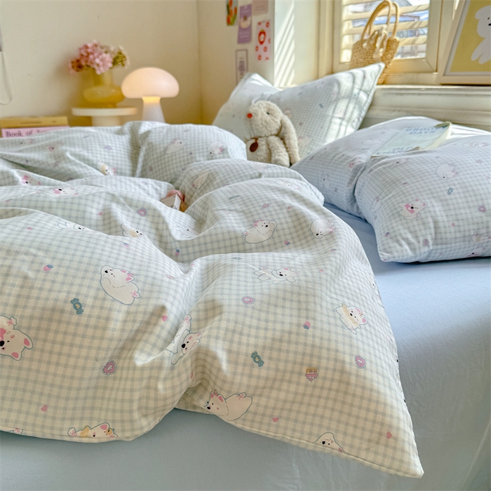 91家纺网 家纺一手货源 找家纺 多品家纺 2025春夏新款超柔云感水洗棉单被套 被套单件 可可狗