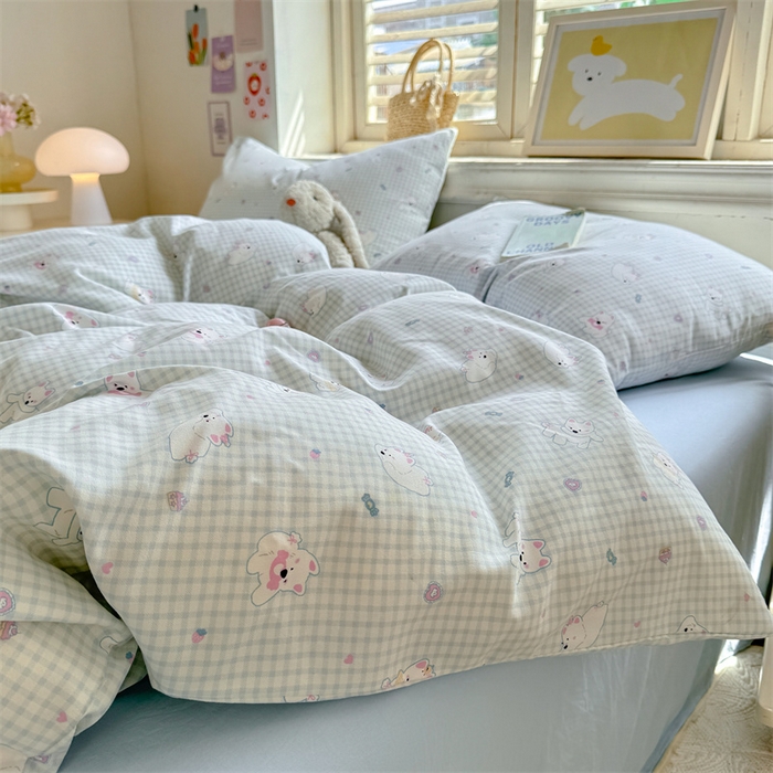 91家纺网 家纺一手货源 找家纺 多品家纺 2025春夏新款超柔云感水洗棉单被套 被套单件 可可狗