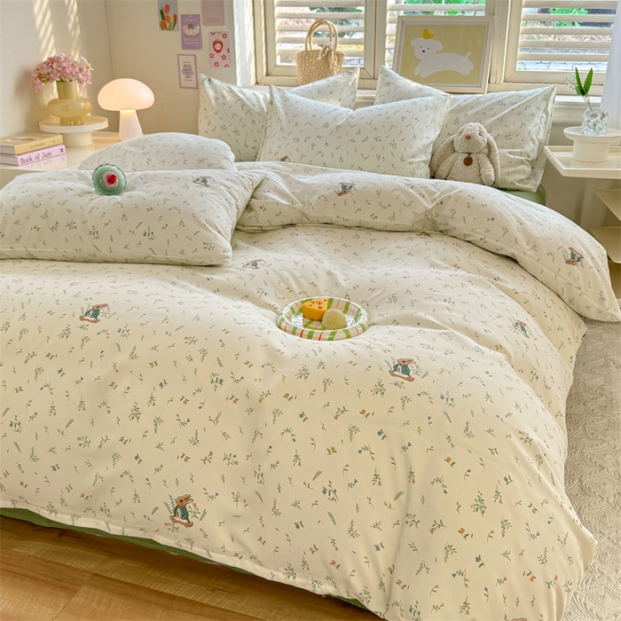 91家纺网 家纺一手货源 找家纺 多品家纺 2025春夏新款超柔云感水洗棉单被套 被套单件 叶雨兔