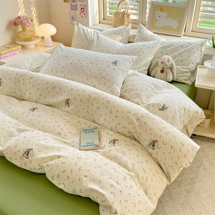 91家纺网 家纺一手货源 找家纺 多品家纺 2025春夏新款超柔云感水洗棉单被套 被套单件 叶雨兔