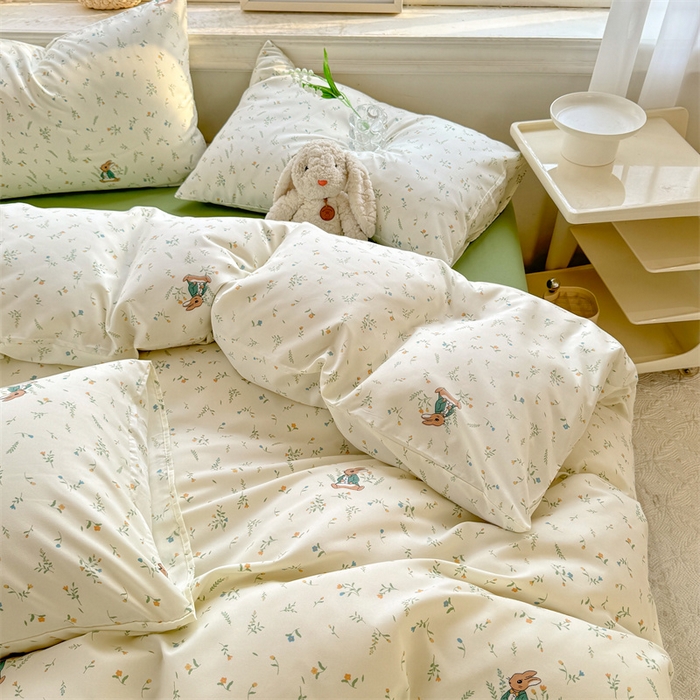 91家纺网 家纺一手货源 找家纺 多品家纺 2025春夏新款超柔云感水洗棉单被套 被套单件 叶雨兔