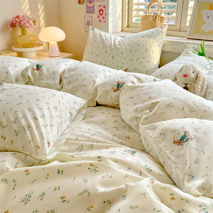 91家纺网 家纺一手货源 找家纺 多品家纺 2025春夏新款超柔云感水洗棉单被套 被套单件 叶雨兔