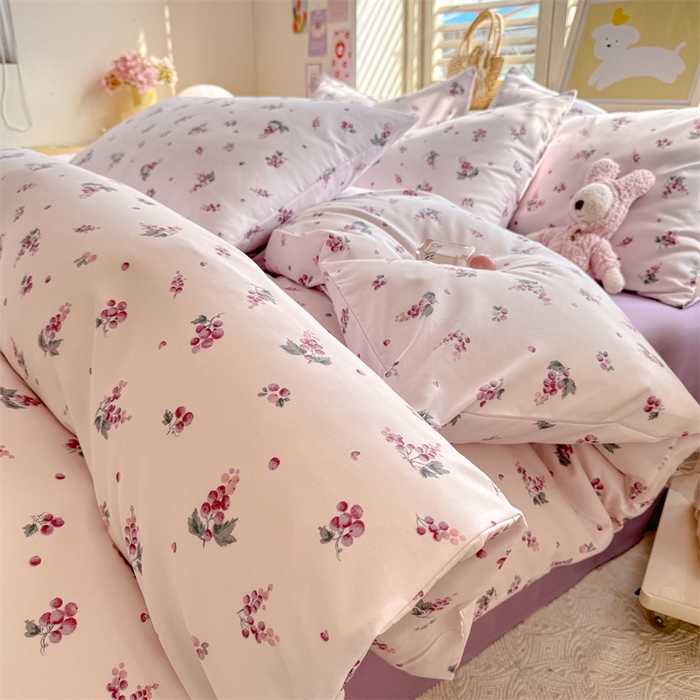 91家纺网 家纺一手货源 找家纺 多品家纺 2025春夏新款超柔云感水洗棉单被套 被套单件 紫葡萄