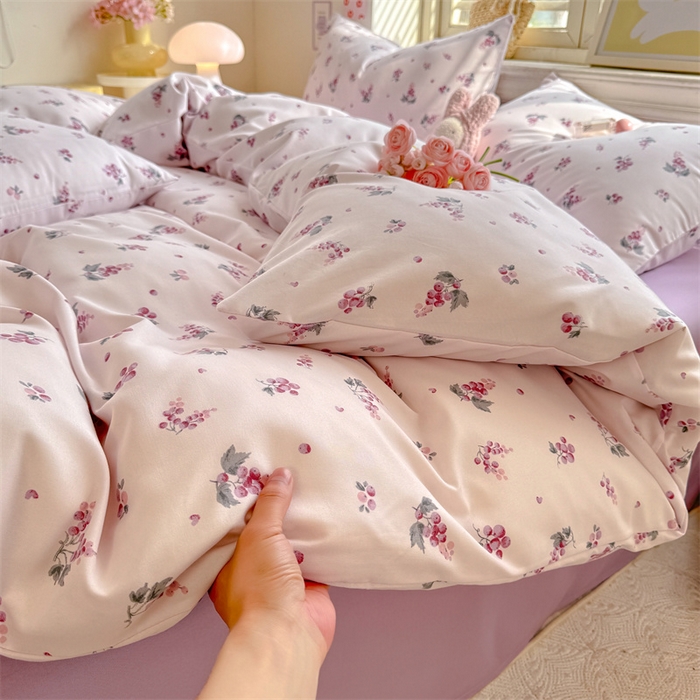 91家纺网 家纺一手货源 找家纺 多品家纺 2025春夏新款超柔云感水洗棉单被套 被套单件 紫葡萄