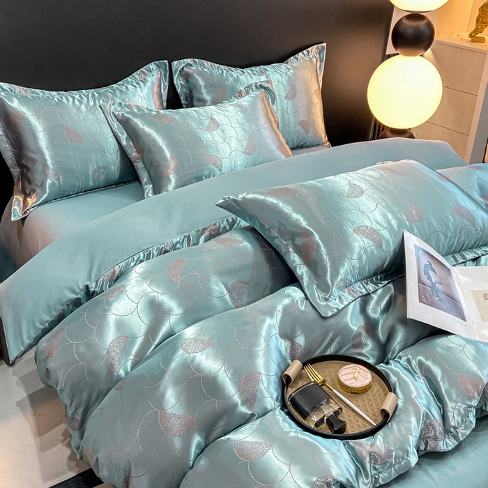 91家纺网 家纺一手货源 找家纺 莱欧纳家纺 2025新款轻奢欧式提花四件套 本初-湖兰