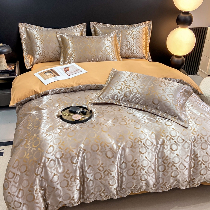 91家纺网 家纺一手货源 找家纺 莱欧纳家纺 2025新款轻奢欧式提花四件套 蒂法尼的清晨-咖