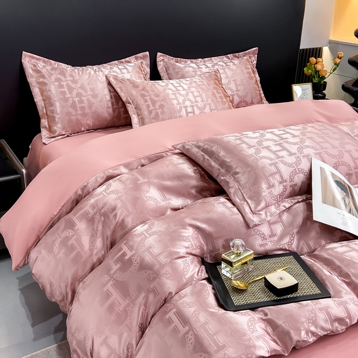 91家纺网 家纺一手货源 找家纺 莱欧纳家纺 2025新款轻奢欧式提花四件套 繁花-豆沙