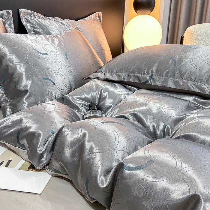 91家纺网 家纺一手货源 找家纺 莱欧纳家纺 2025新款轻奢欧式提花四件套 简言-灰