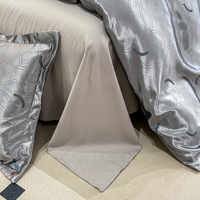 91家纺网 家纺一手货源 找家纺 莱欧纳家纺 2025新款轻奢欧式提花四件套 简言-灰