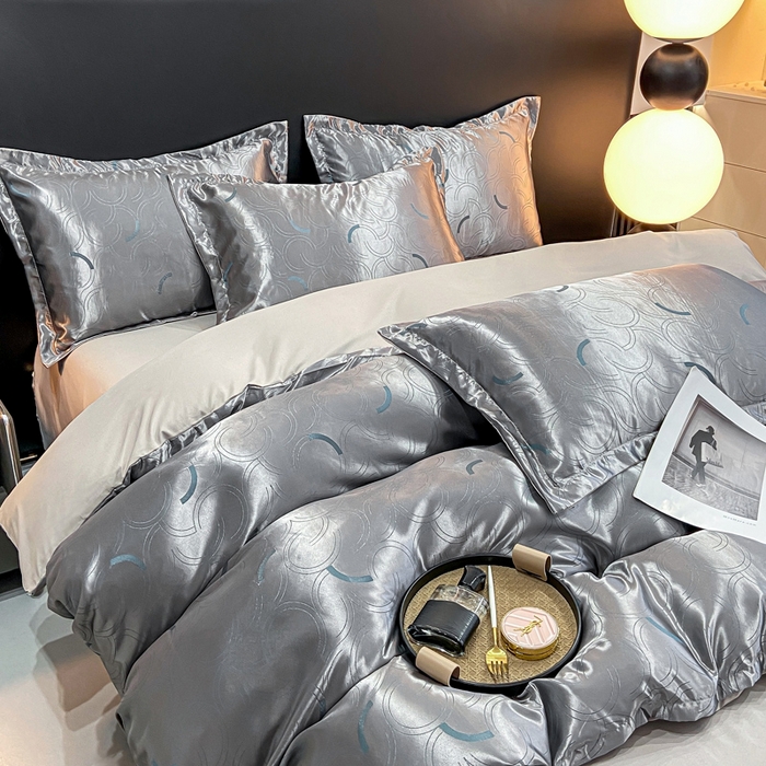 91家纺网 家纺一手货源 找家纺 莱欧纳家纺 2025新款轻奢欧式提花四件套 简言-灰