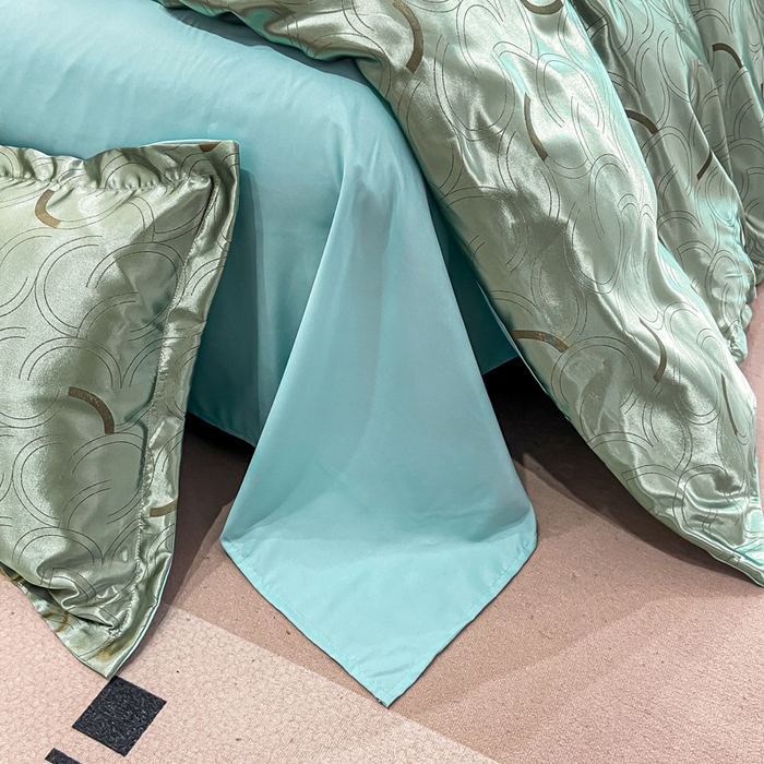 91家纺网 家纺一手货源 找家纺 莱欧纳家纺 2025新款轻奢欧式提花四件套 简言-绿