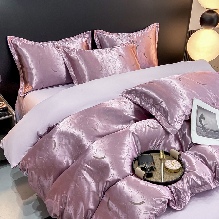 91家纺网 家纺一手货源 找家纺 莱欧纳家纺 2025新款轻奢欧式提花四件套 简言-紫