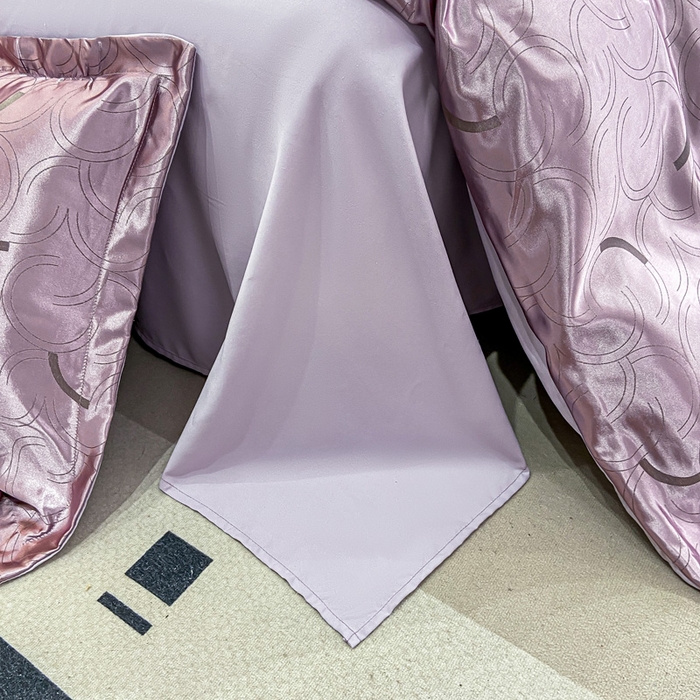 91家纺网 家纺一手货源 找家纺 莱欧纳家纺 2025新款轻奢欧式提花四件套 简言-紫