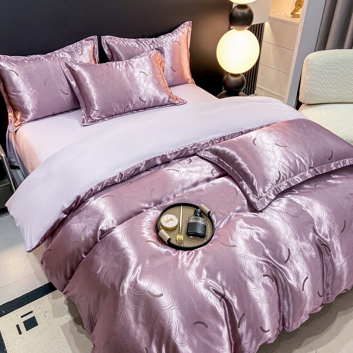 91家纺网 家纺一手货源 找家纺 莱欧纳家纺 2025新款轻奢欧式提花四件套 简言-紫