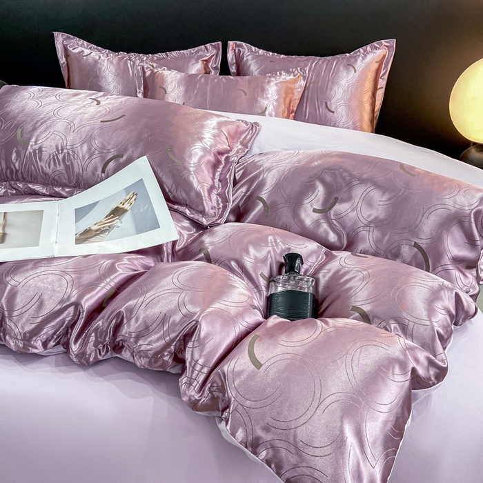 91家纺网 家纺一手货源 找家纺 莱欧纳家纺 2025新款轻奢欧式提花四件套 简言-紫