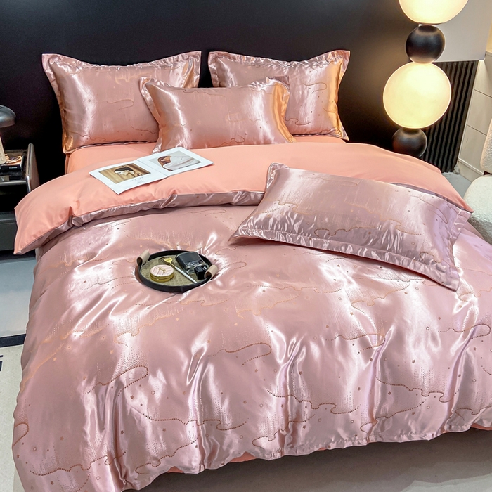 91家纺网 家纺一手货源 找家纺 莱欧纳家纺 2025新款轻奢欧式提花四件套 曼妙 -豆沙