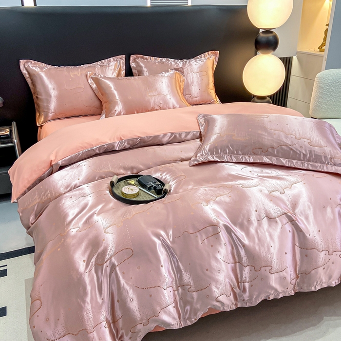 91家纺网 家纺一手货源 找家纺 莱欧纳家纺 2025新款轻奢欧式提花四件套 曼妙 -灰