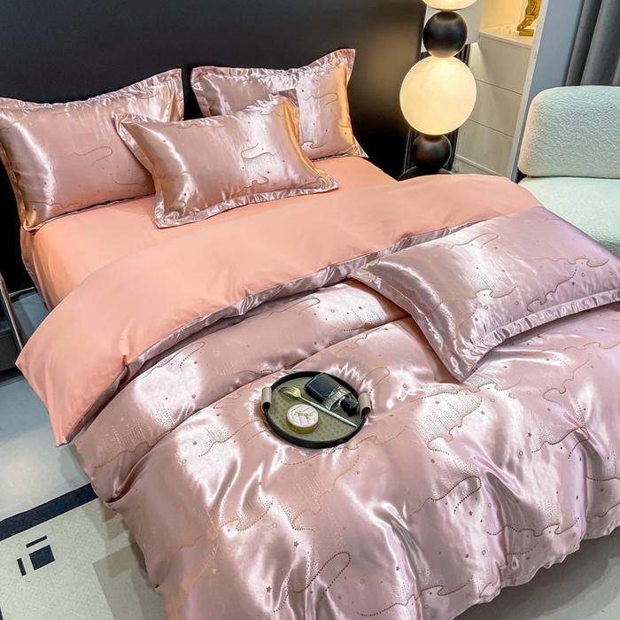 91家纺网 家纺一手货源 找家纺 莱欧纳家纺 2025新款轻奢欧式提花四件套 曼妙 -灰