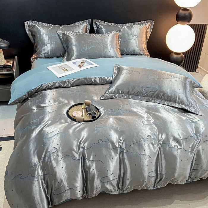 91家纺网 家纺一手货源 找家纺 莱欧纳家纺 2025新款轻奢欧式提花四件套 唯美-灰