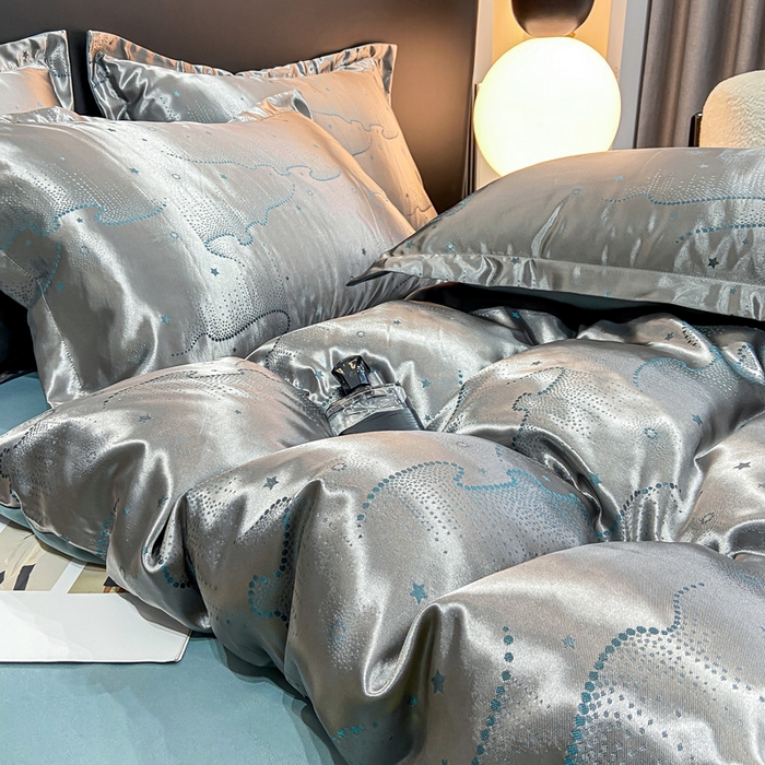 91家纺网 家纺一手货源 找家纺 莱欧纳家纺 2025新款轻奢欧式提花四件套 唯美-灰