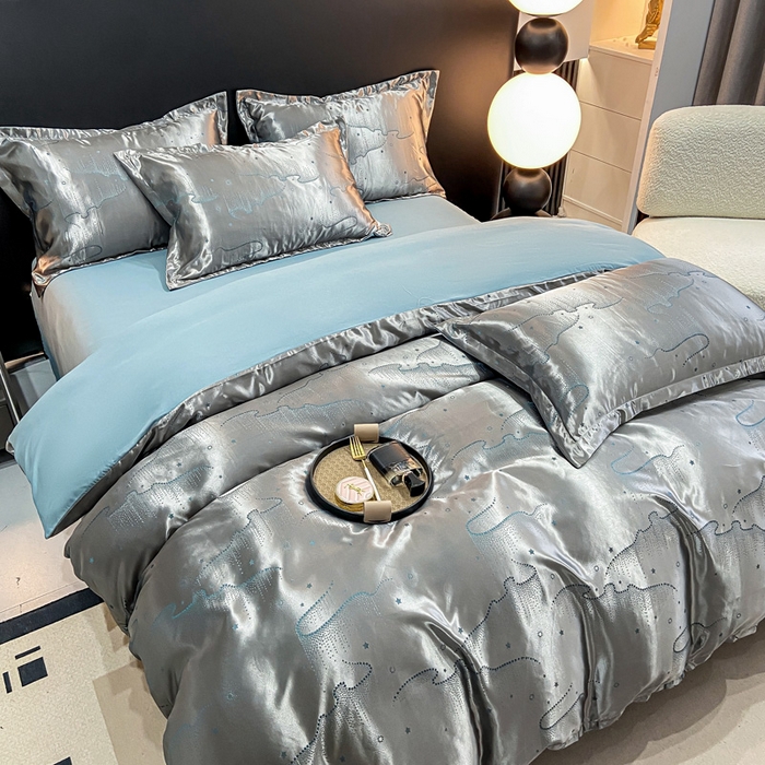 91家纺网 家纺一手货源 找家纺 莱欧纳家纺 2025新款轻奢欧式提花四件套 唯美-灰