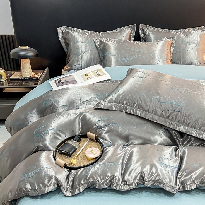 91家纺网 家纺一手货源 找家纺 莱欧纳家纺 2025新款轻奢欧式提花四件套 唯美-灰