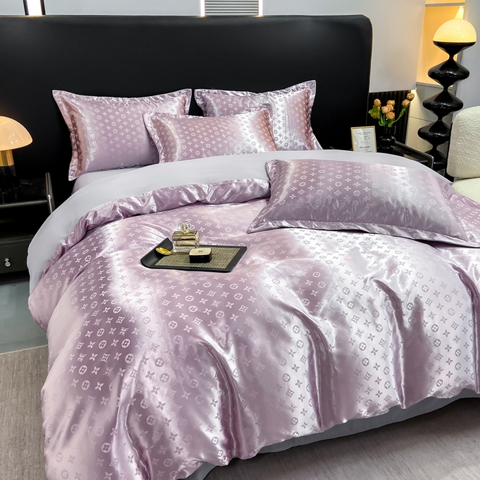 91家纺网 家纺一手货源 找家纺 莱欧纳家纺 2025新款轻奢欧式提花四件套 西雅图-浅雪青