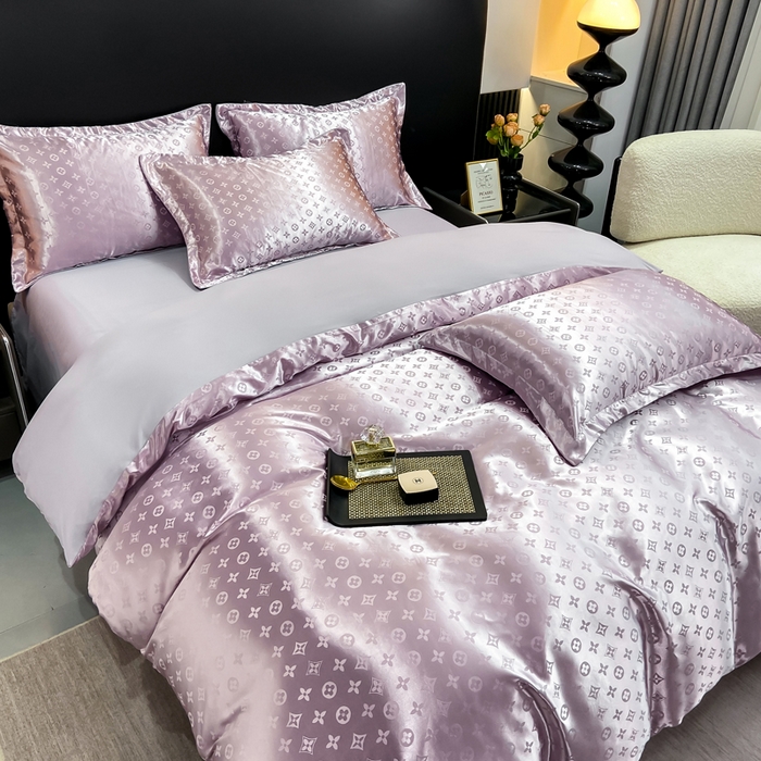 91家纺网 家纺一手货源 找家纺 莱欧纳家纺 2025新款轻奢欧式提花四件套 西雅图-浅雪青