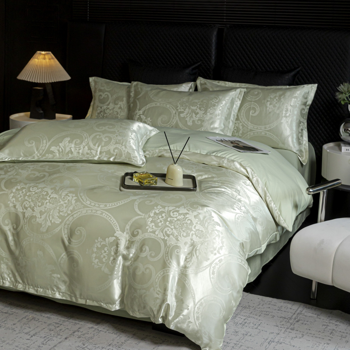 91家纺网 家纺一手货源 找家纺 莱欧纳家纺 2025新款轻奢欧式提花四件套 小洛可可