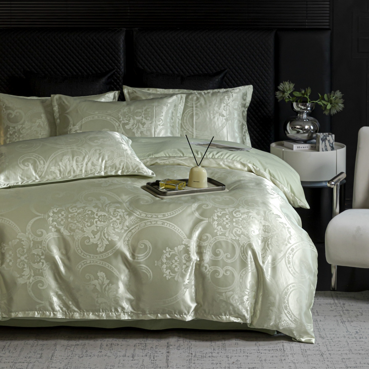 91家纺网 家纺一手货源 找家纺 莱欧纳家纺 2025新款轻奢欧式提花四件套 小洛可可