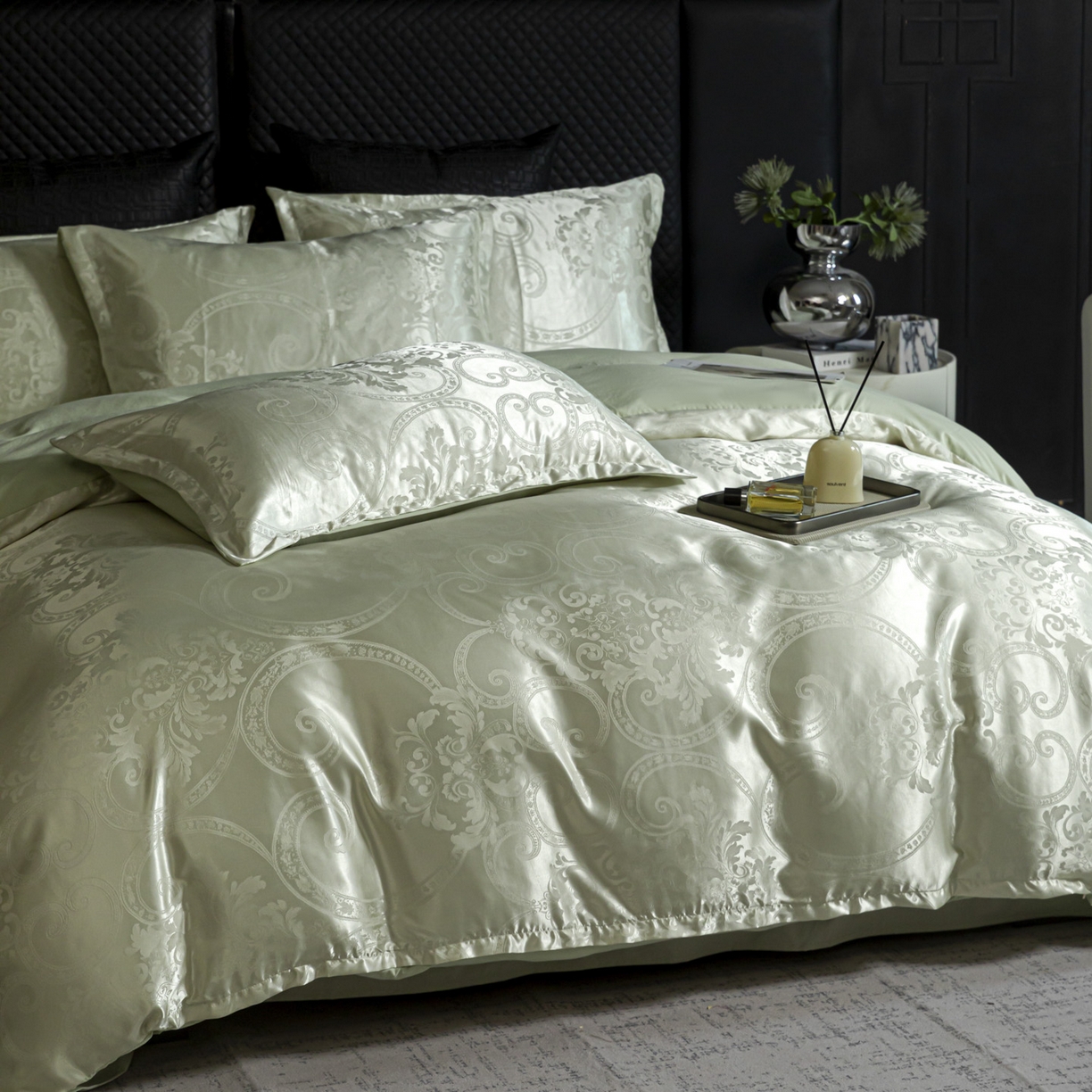 91家纺网 家纺一手货源 找家纺 莱欧纳家纺 2025新款轻奢欧式提花四件套 小洛可可