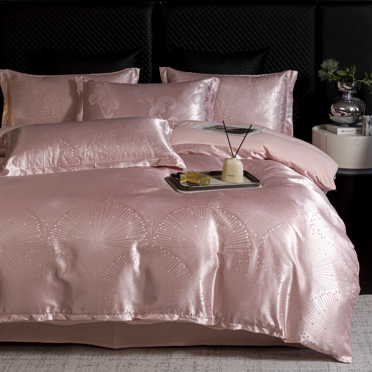 91家纺网 家纺一手货源 找家纺 莱欧纳家纺 2025新款轻奢欧式提花四件套 星雨