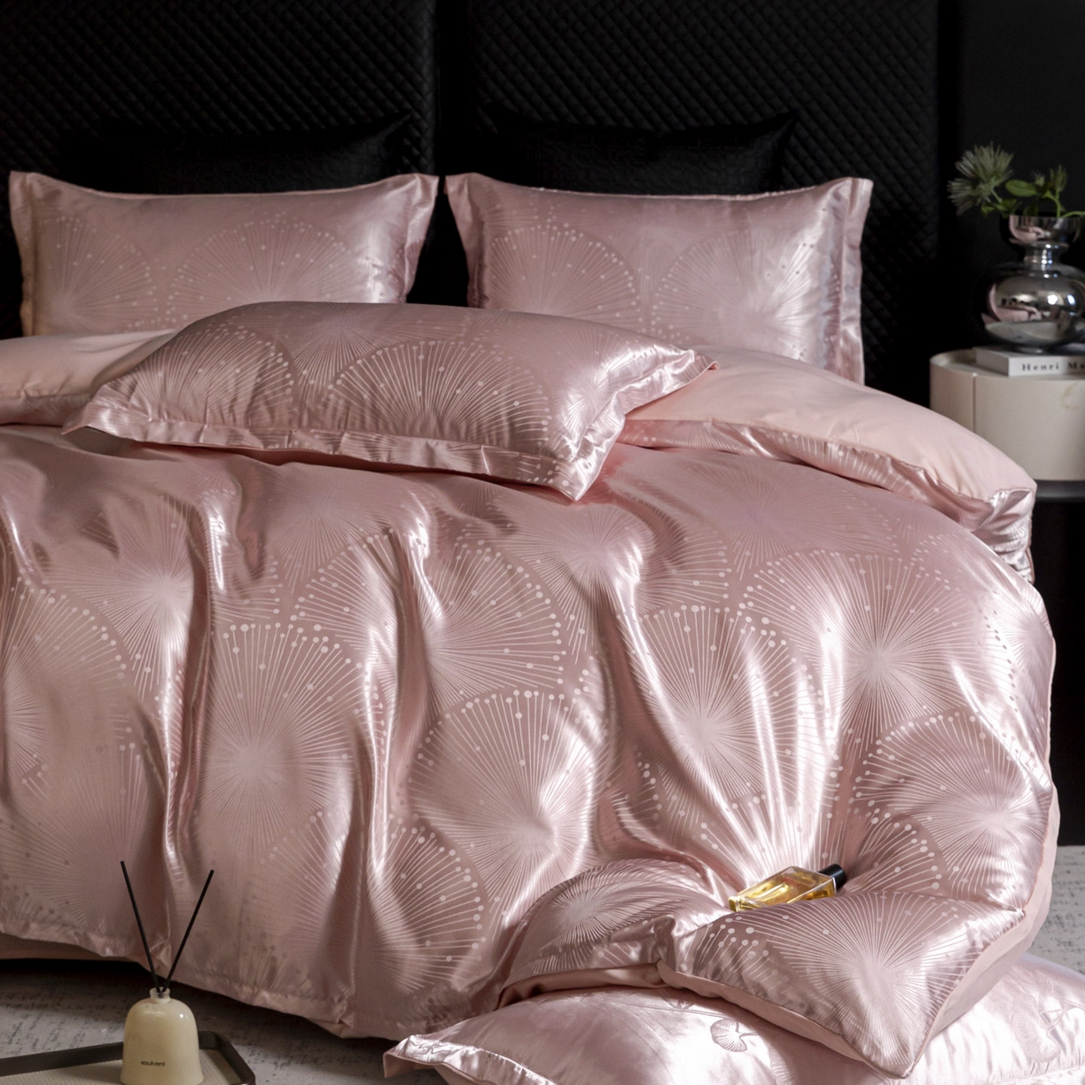 91家纺网 家纺一手货源 找家纺 莱欧纳家纺 2025新款轻奢欧式提花四件套 星雨