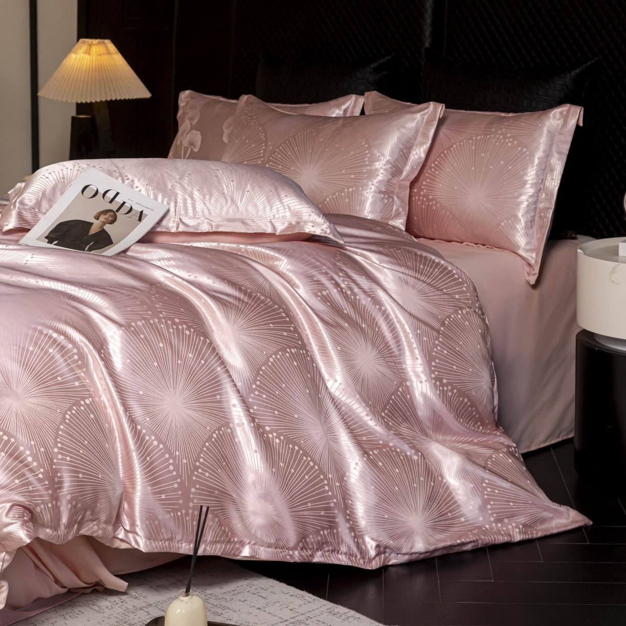 91家纺网 家纺一手货源 找家纺 莱欧纳家纺 2025新款轻奢欧式提花四件套 星雨